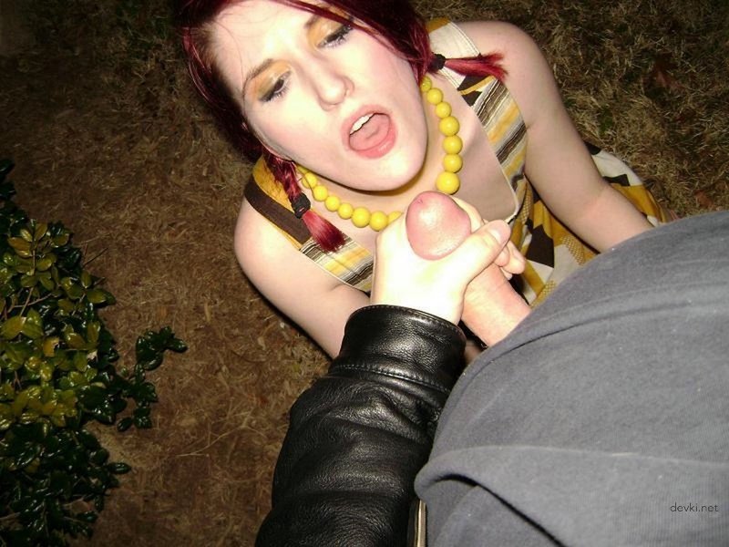 Fiery Redhead Gives Sloppy Blowjob