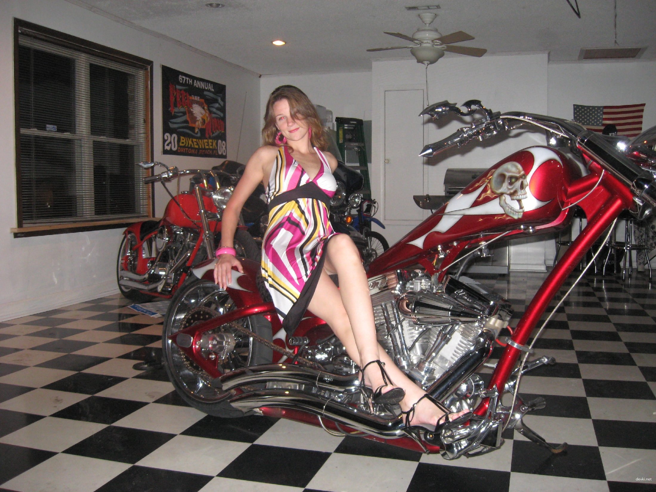 Biker's Wife Strikes Sexy Poses with Motorcycle - Nude Photoshoot