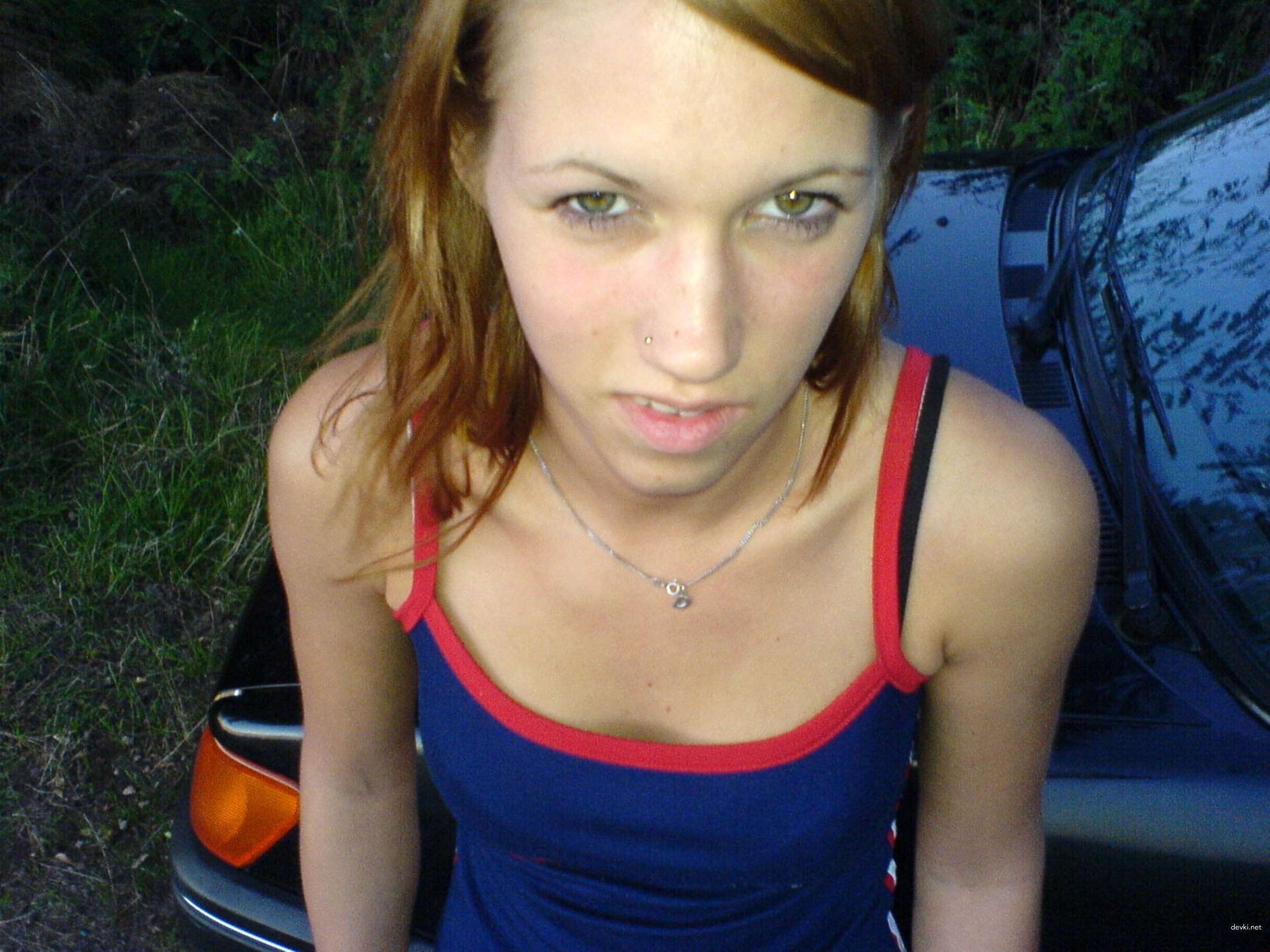 Explicit Outdoor Striptease and Selfies: Amateur Girl Undressing in Nature