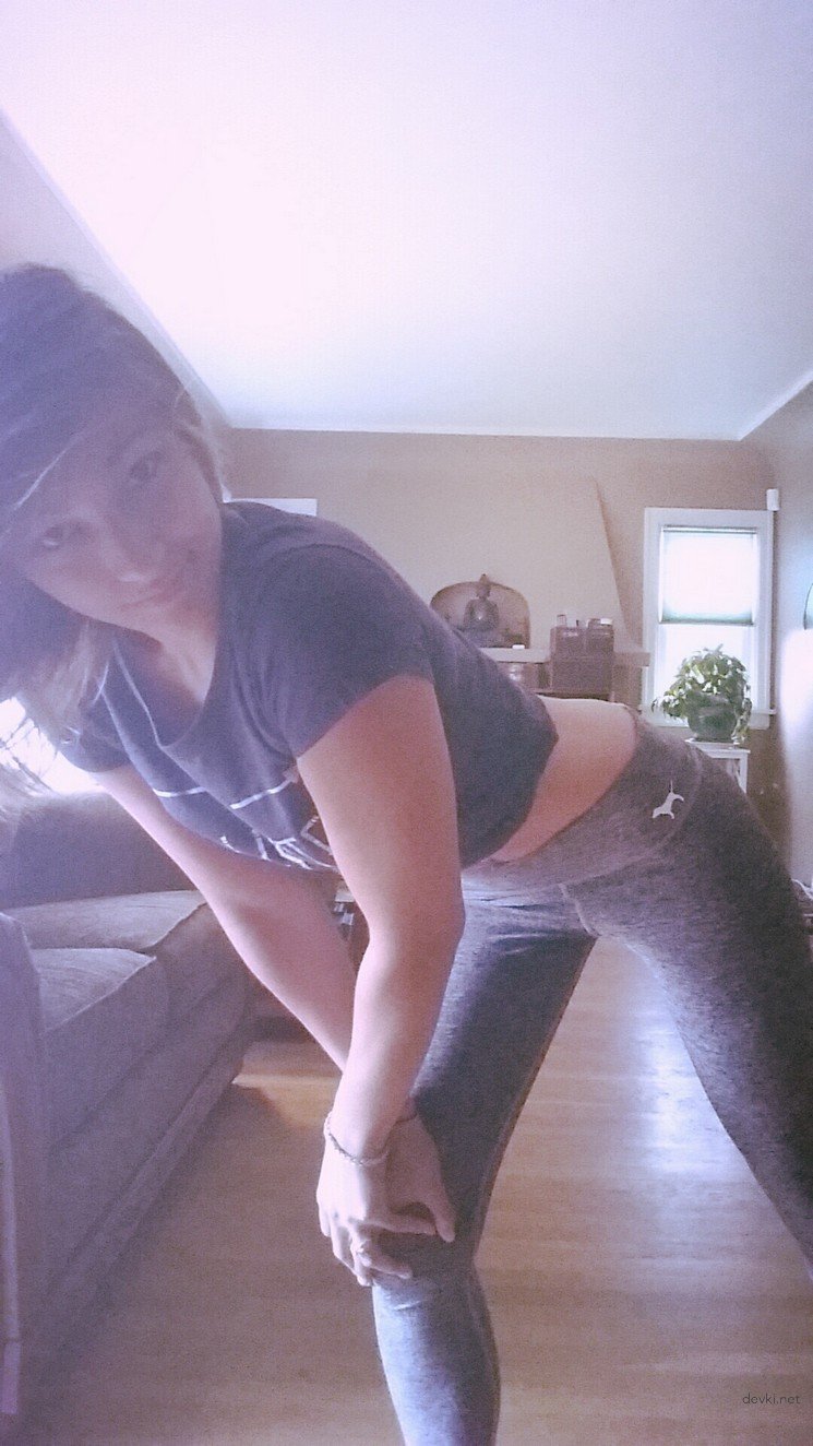 Sexy Girl Takes Off Leggings with Panties - Amateur Photo