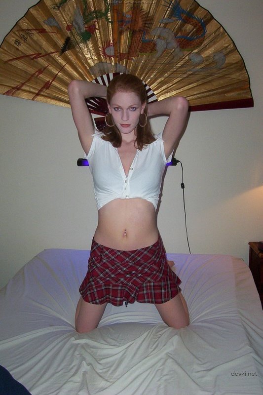 Skinny Redhead Girl Exposing Her Pierced Nipple - Homemade Amateur Photo