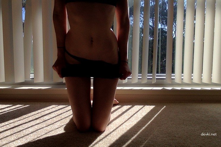 Skinny beauty inserts anal tail - Explicit amateur photo