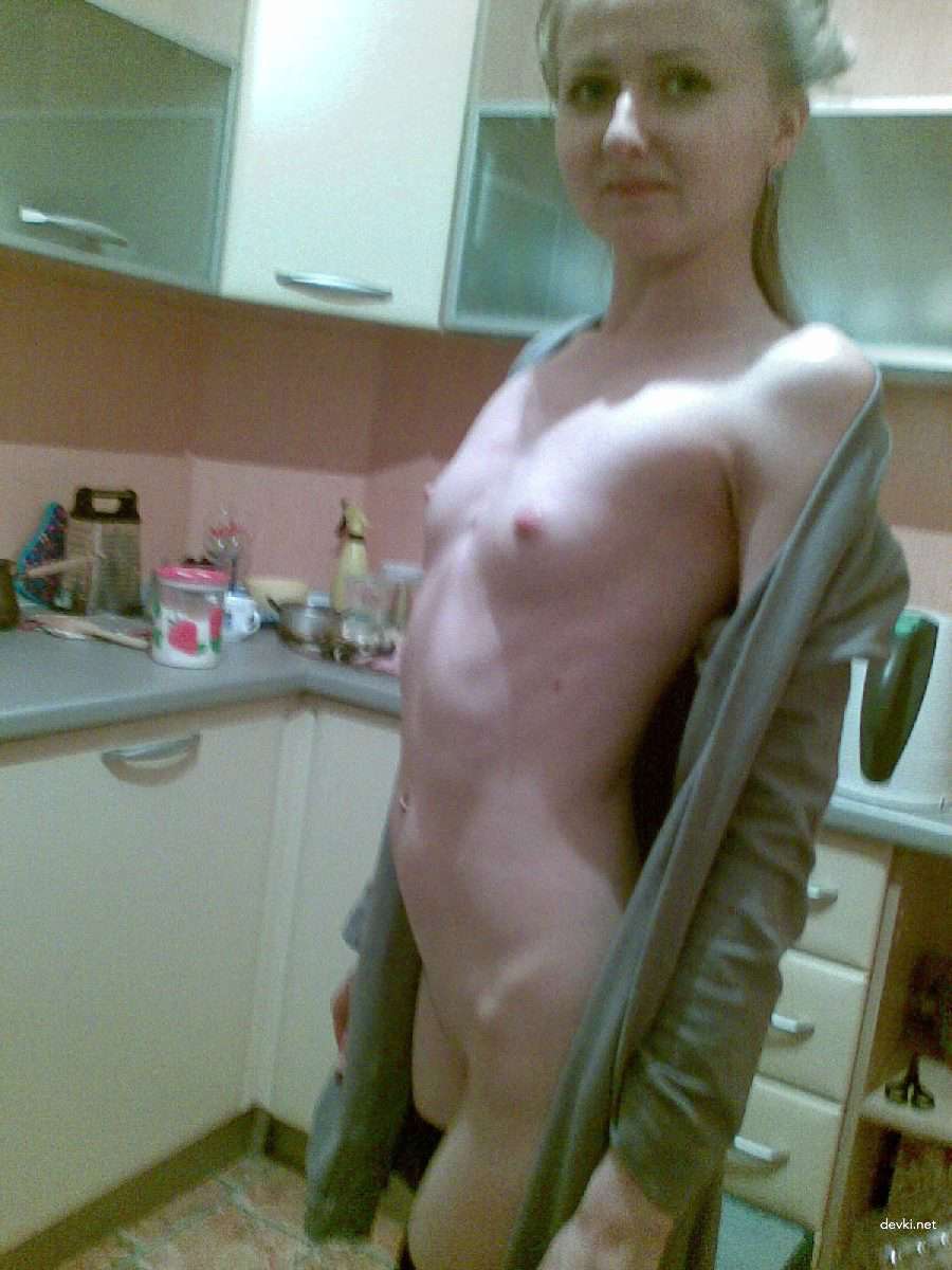 Skinny slut gives blowjob - explicit oral sex photo.