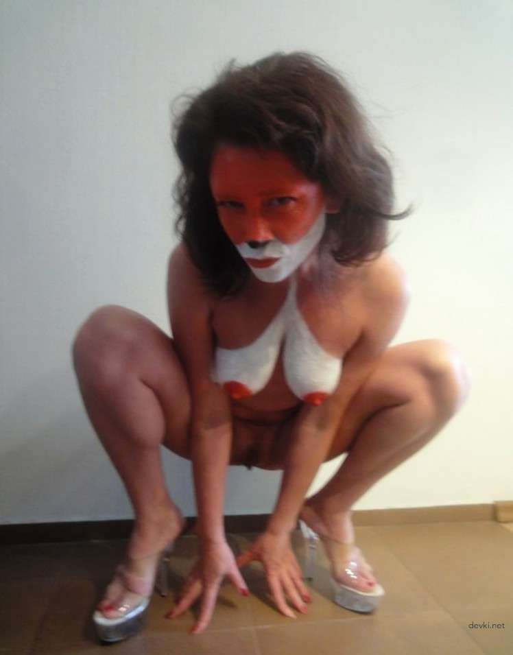 Explicit Amateur Erotic Photo of Colorfully Painted Woman