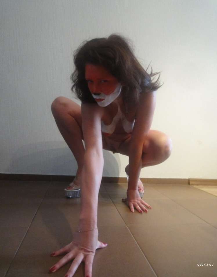 Explicit Amateur Erotic Photo of Colorfully Painted Woman