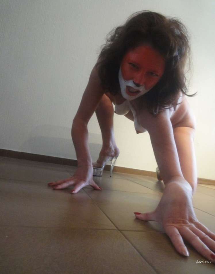 Explicit Amateur Erotic Photo of Colorfully Painted Woman