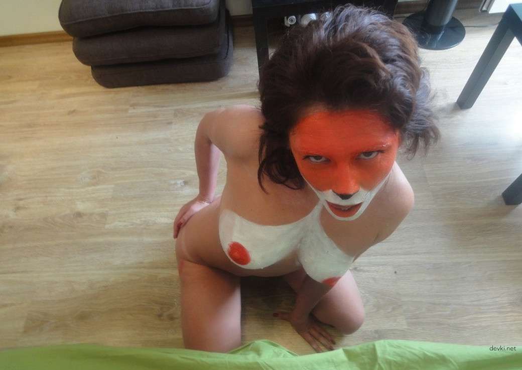 Explicit Amateur Erotic Photo of Colorfully Painted Woman