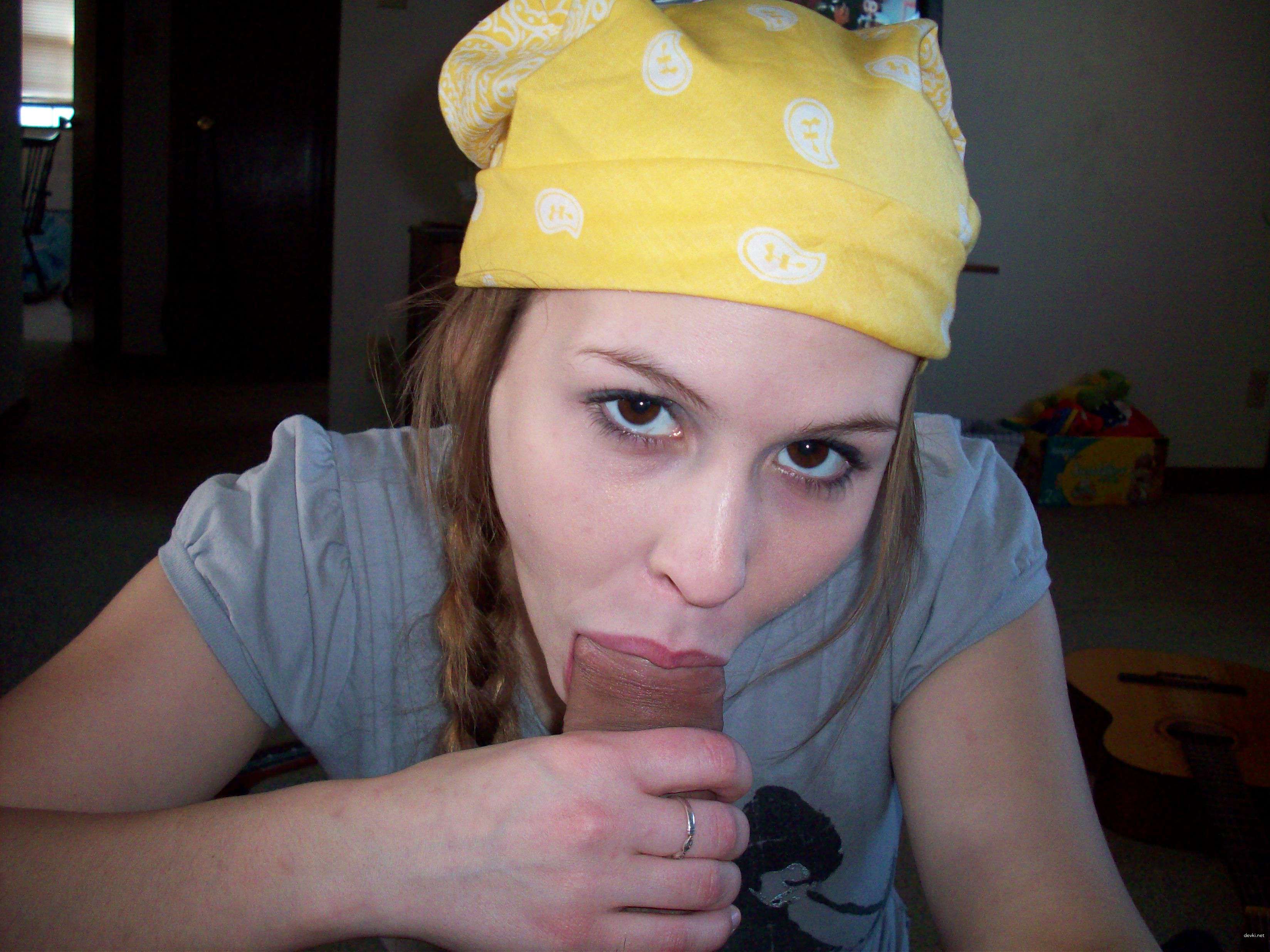 Sucks Big Cock of Guy - Explicit Blowjob Porn Photo