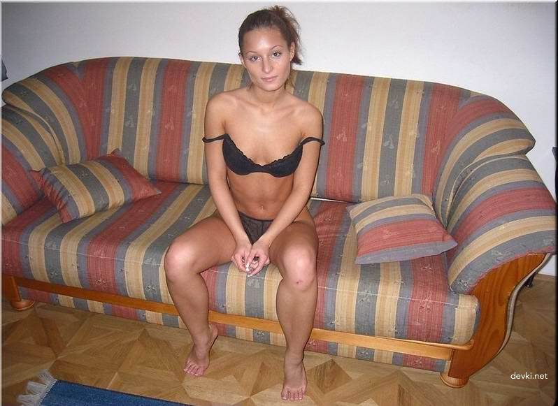 Svelte Blonde Amateur Poses Explicitly on Couch for Provocative Photoshoot