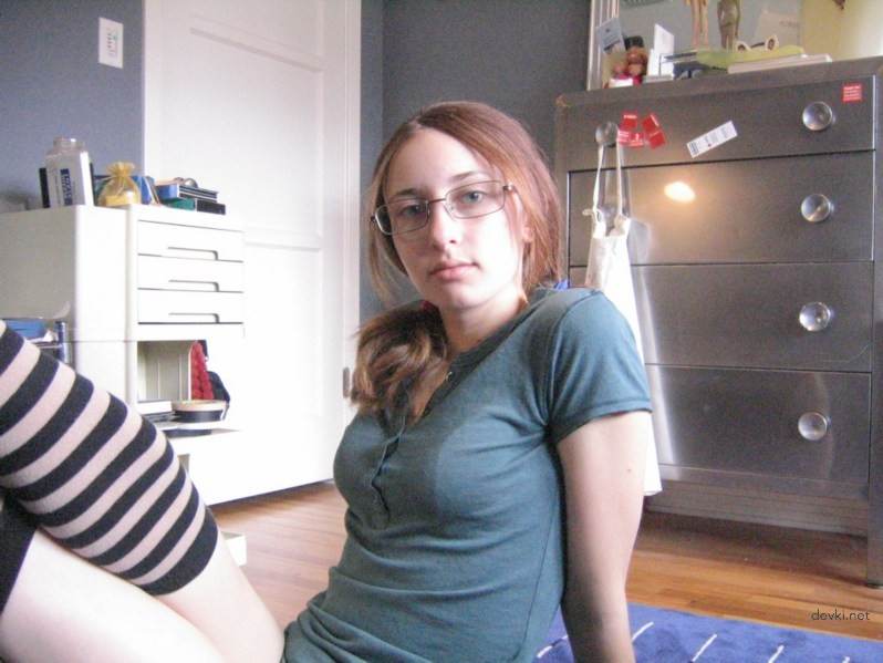 Striped Stockings Girl Masturbates Hardcore