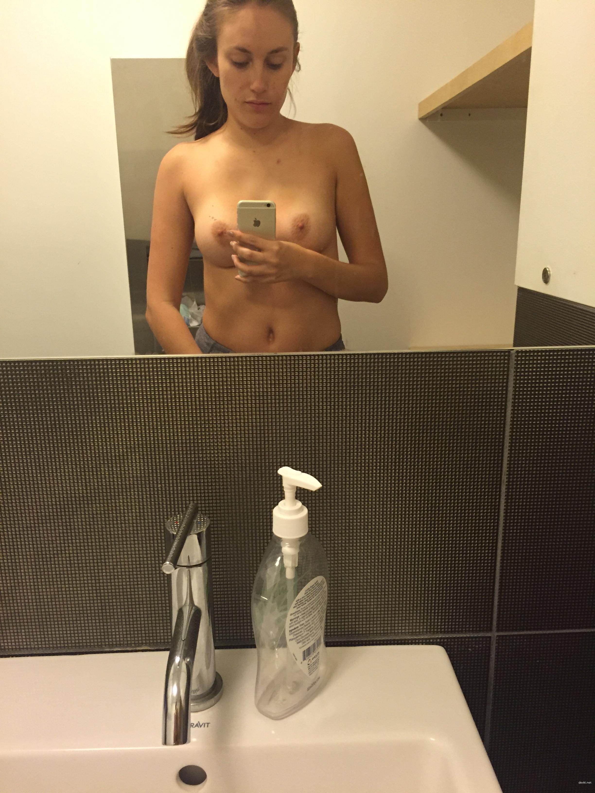 Explicit Amateur Selfie of Slim Brunette - Erotic and Seductive Photo