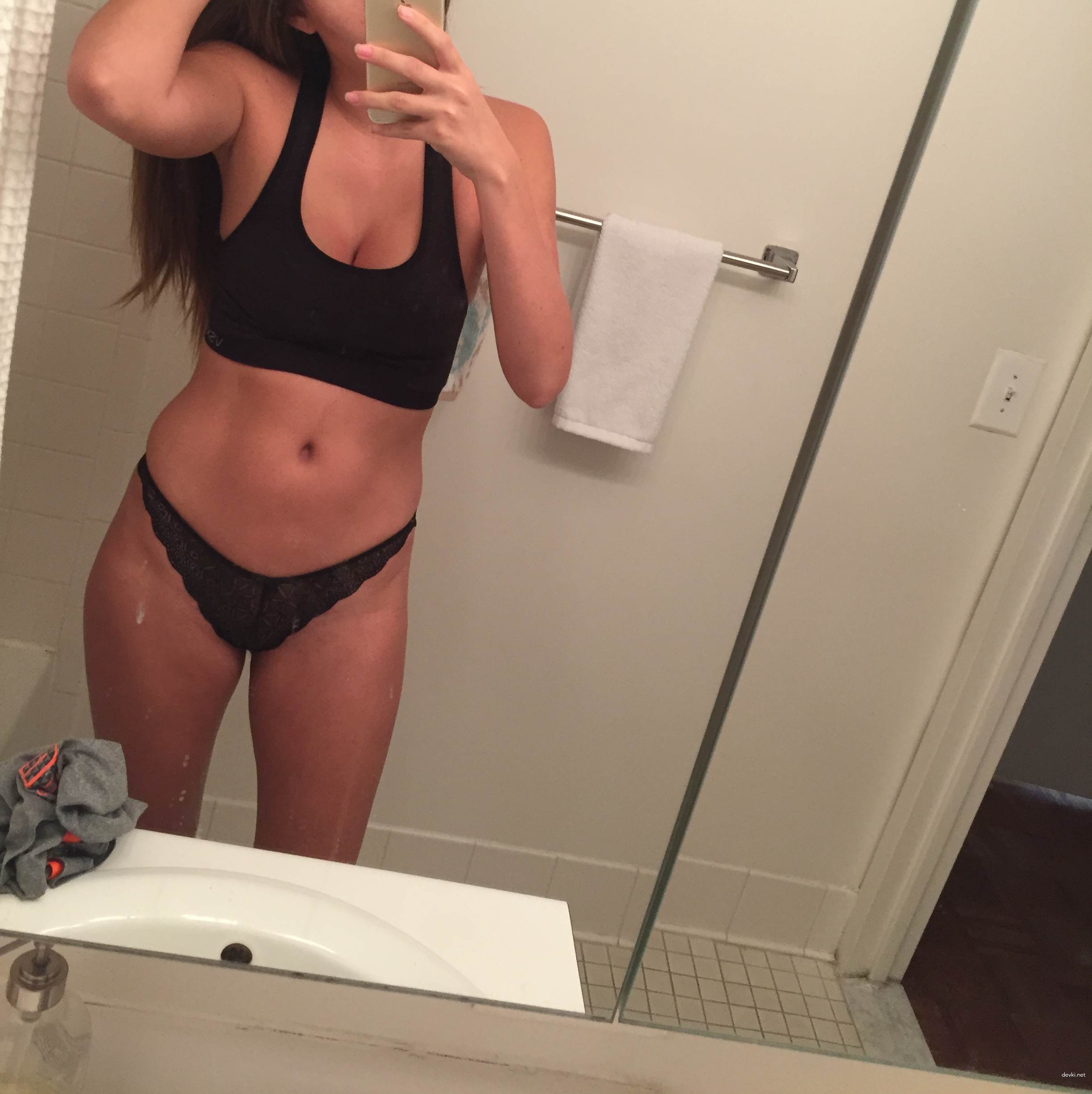 Explicit Amateur Selfie of Slim Brunette - Erotic and Seductive Photo
