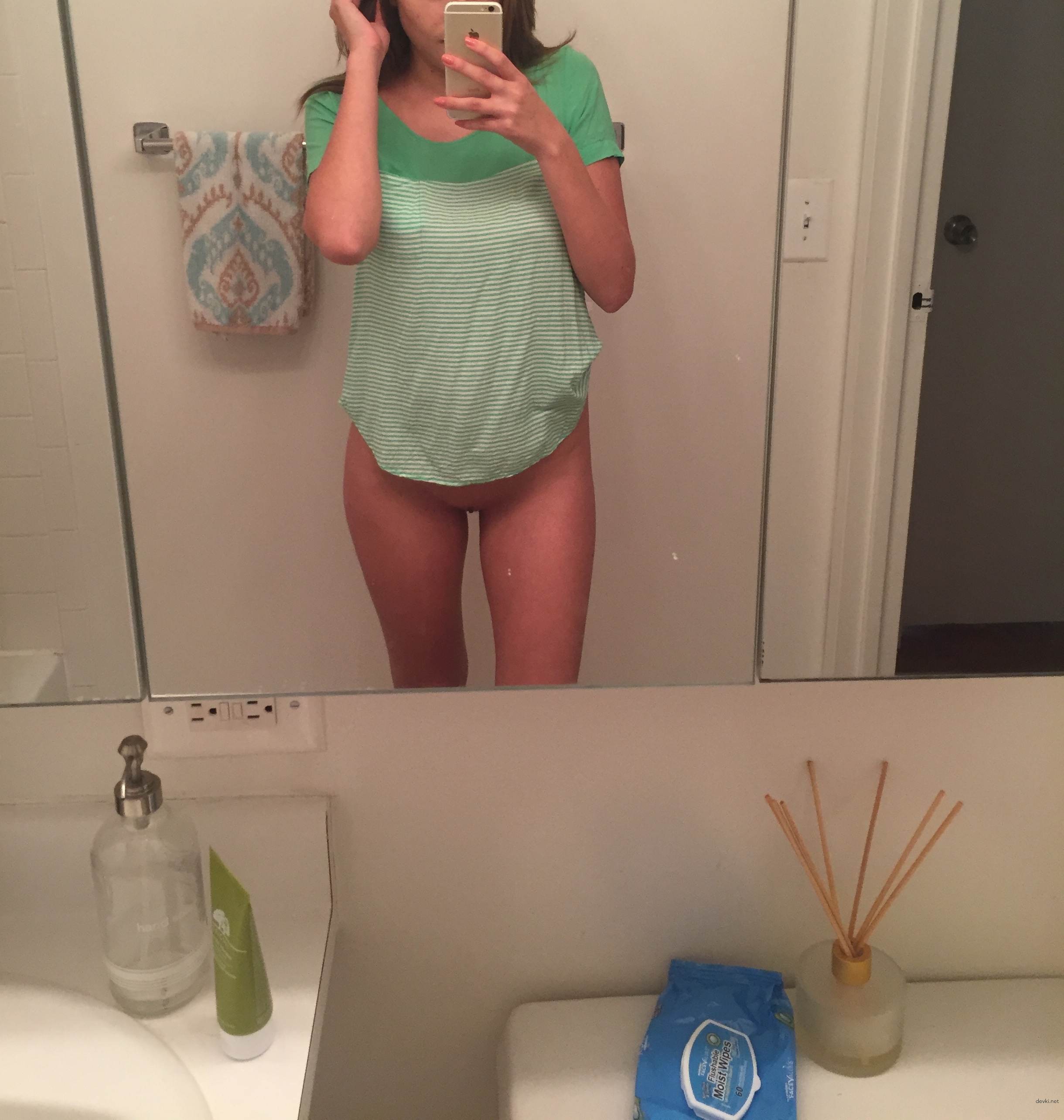 Explicit Amateur Selfie of Slim Brunette - Erotic and Seductive Photo