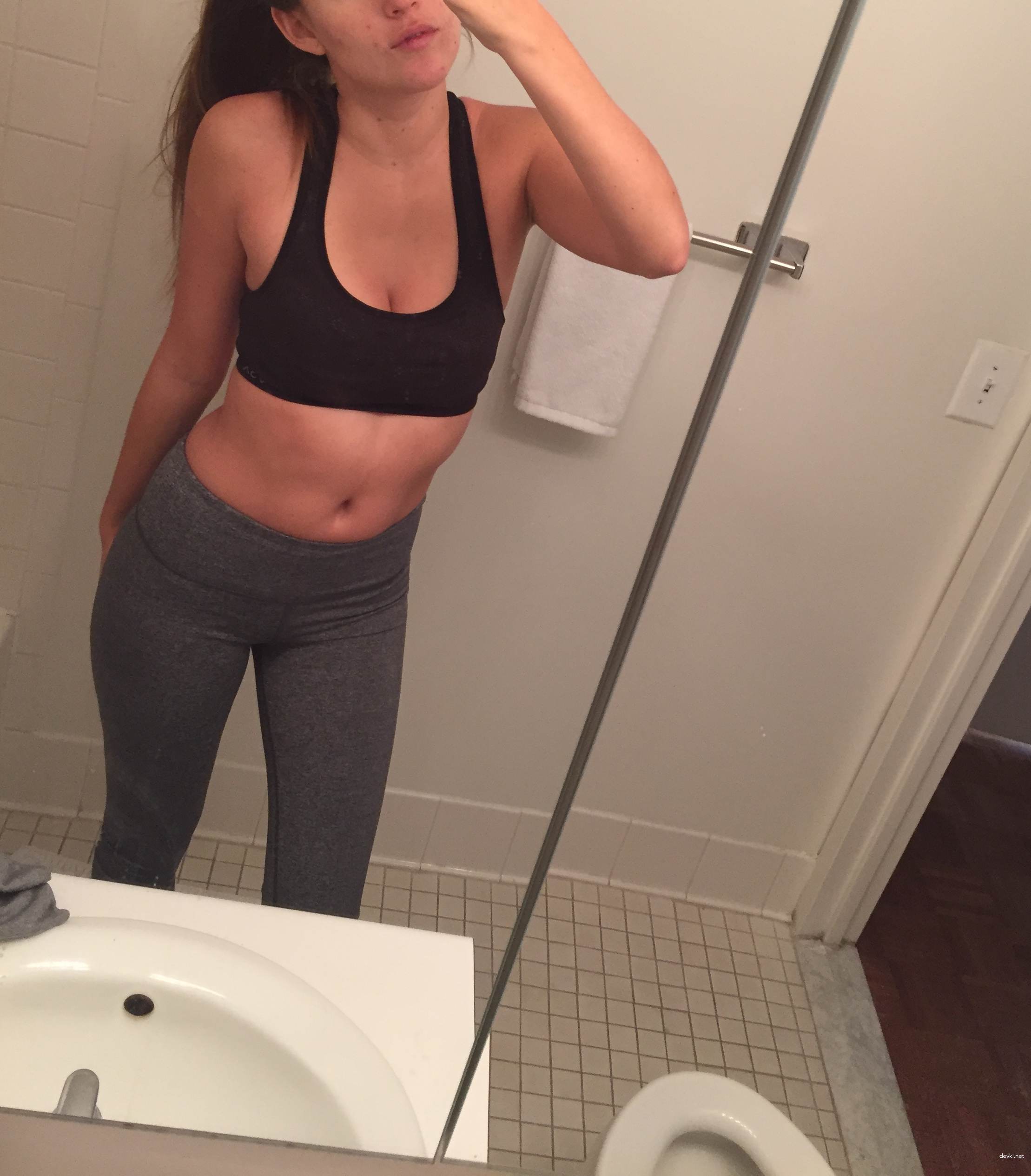 Explicit Amateur Selfie of Slim Brunette - Erotic and Seductive Photo