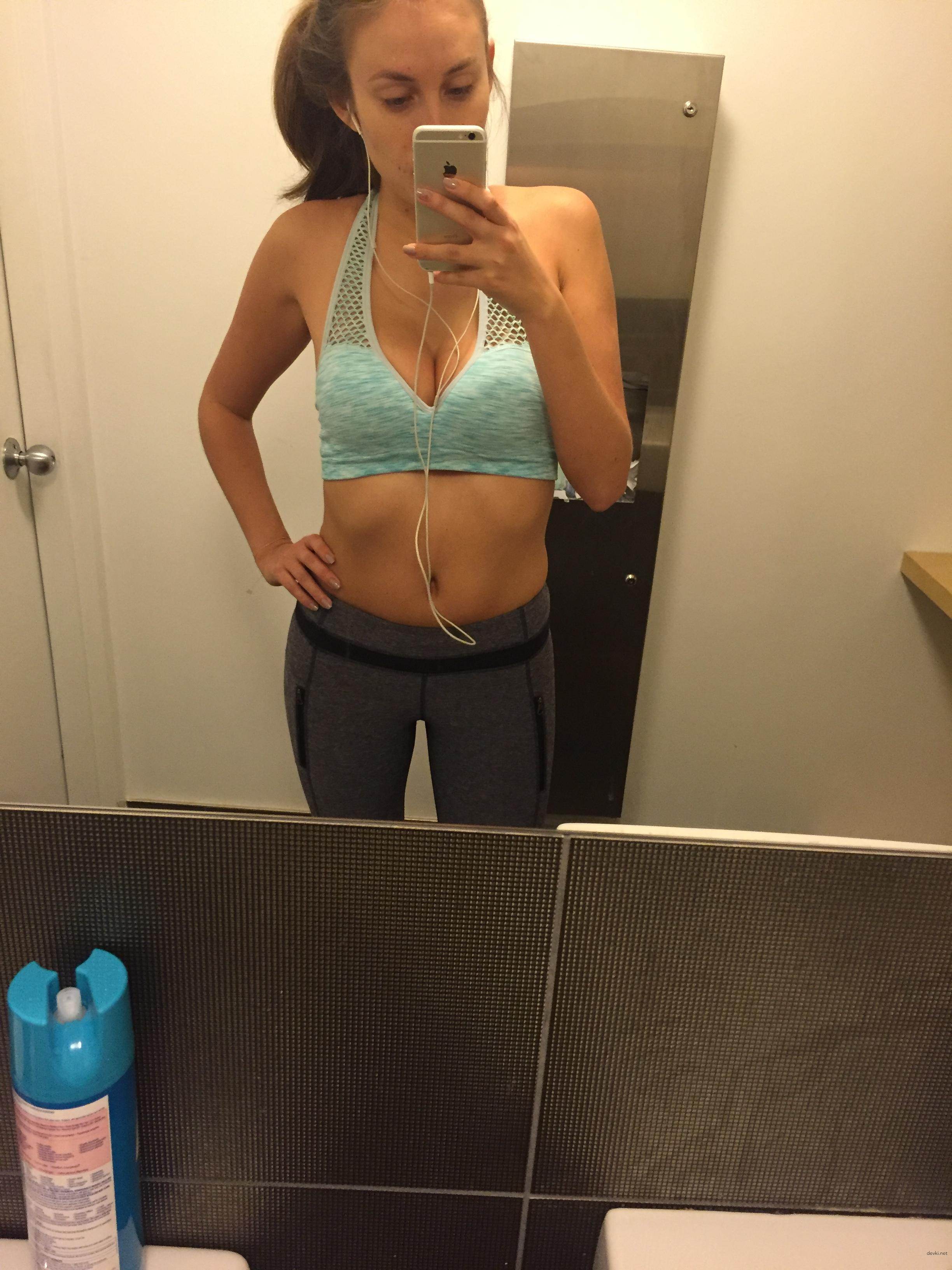 Explicit Amateur Selfie of Slim Brunette - Erotic and Seductive Photo