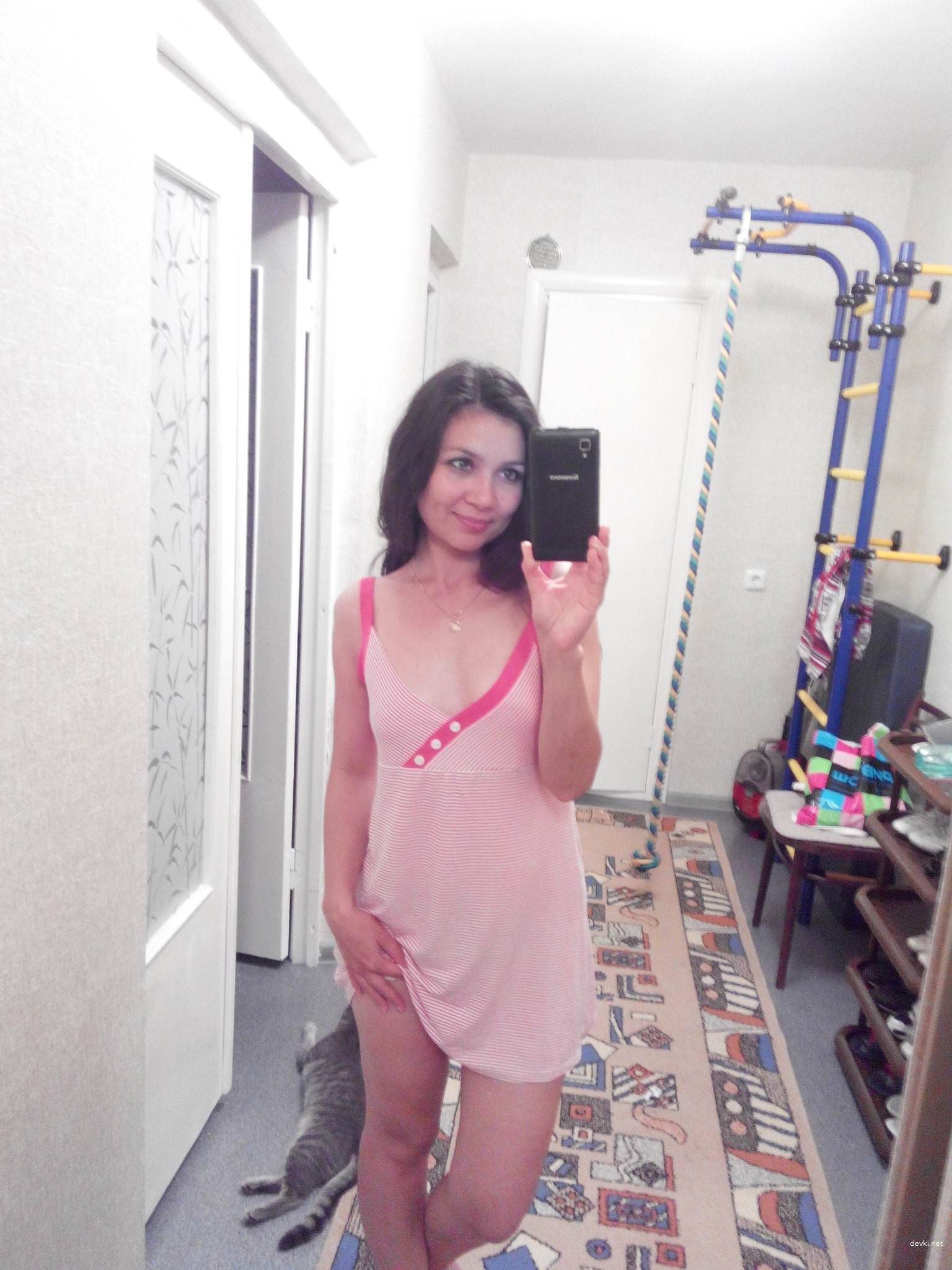 Brunette Takes Explicit Selfies in Mirror - Amateur Porn Photos