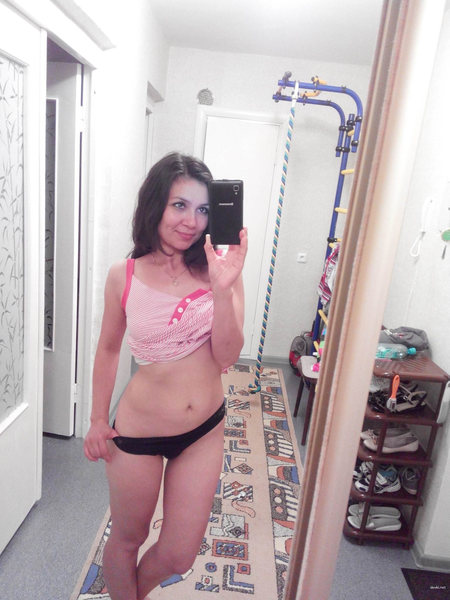 Brunette Takes Explicit Selfies in Mirror - Amateur Porn Photos