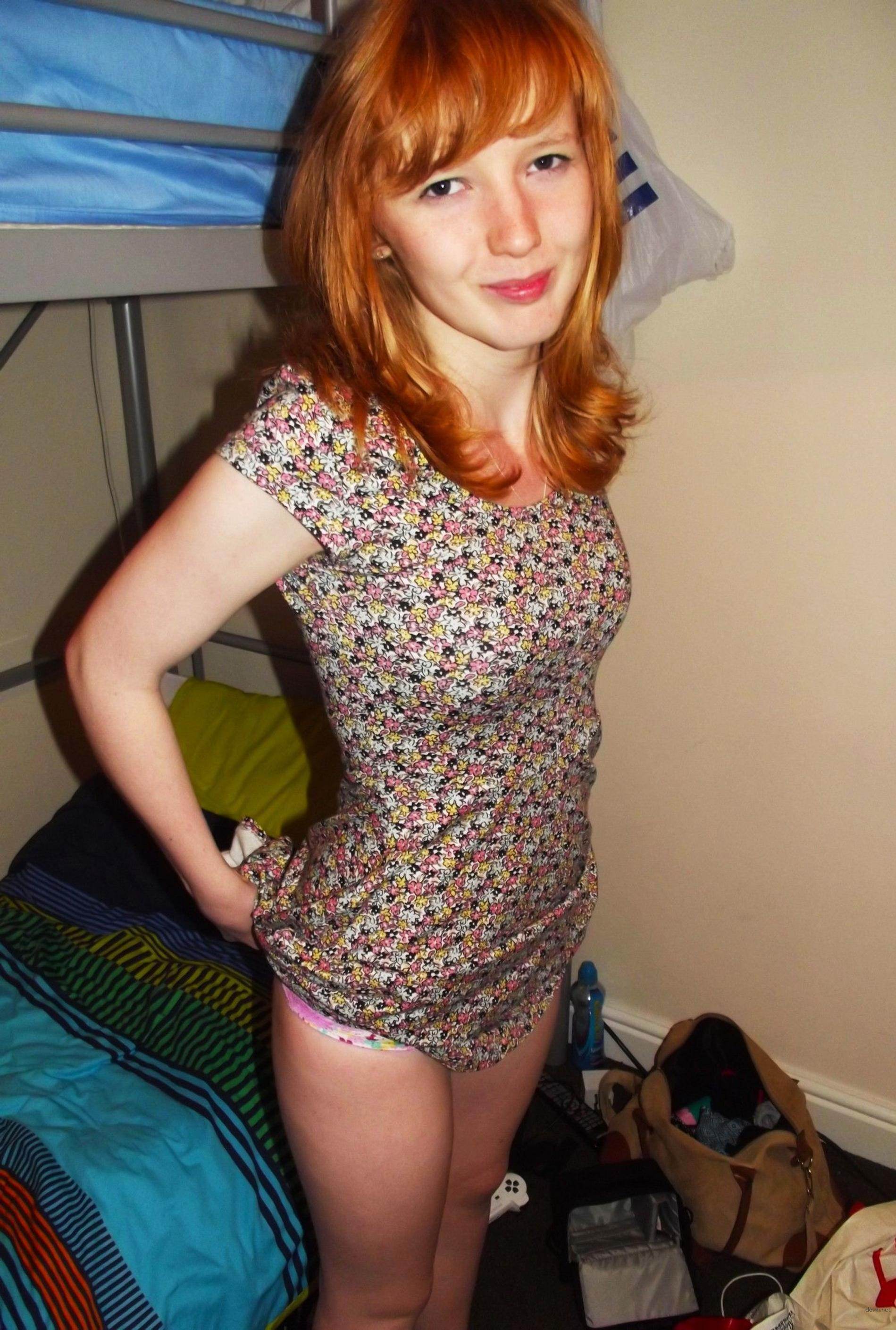Explicit Amateur Redhead Student Erotica with Shaved Pussy