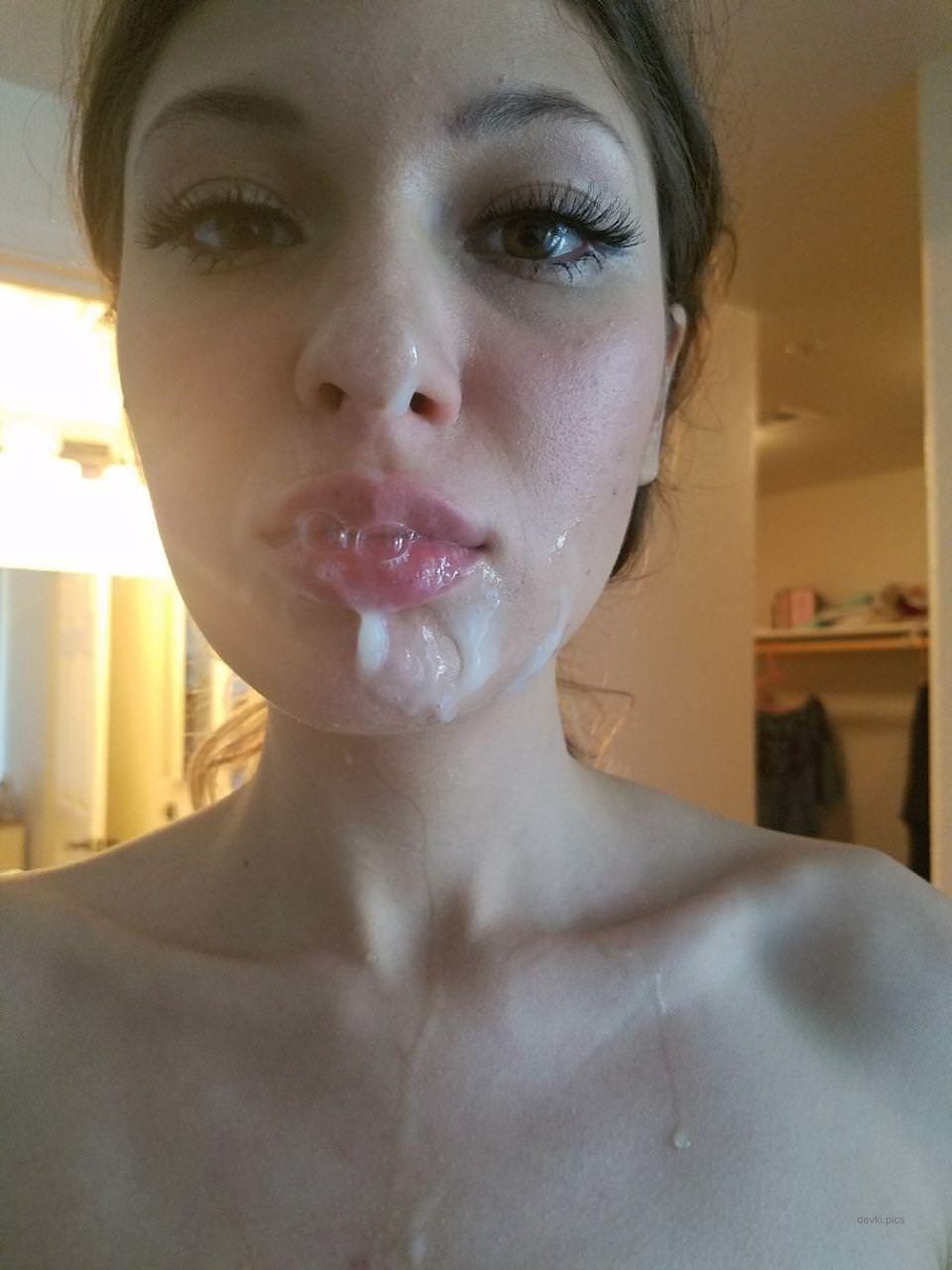 Amateur Slut Loves Sperm on Her Lips: Explicit Cum Play Photos