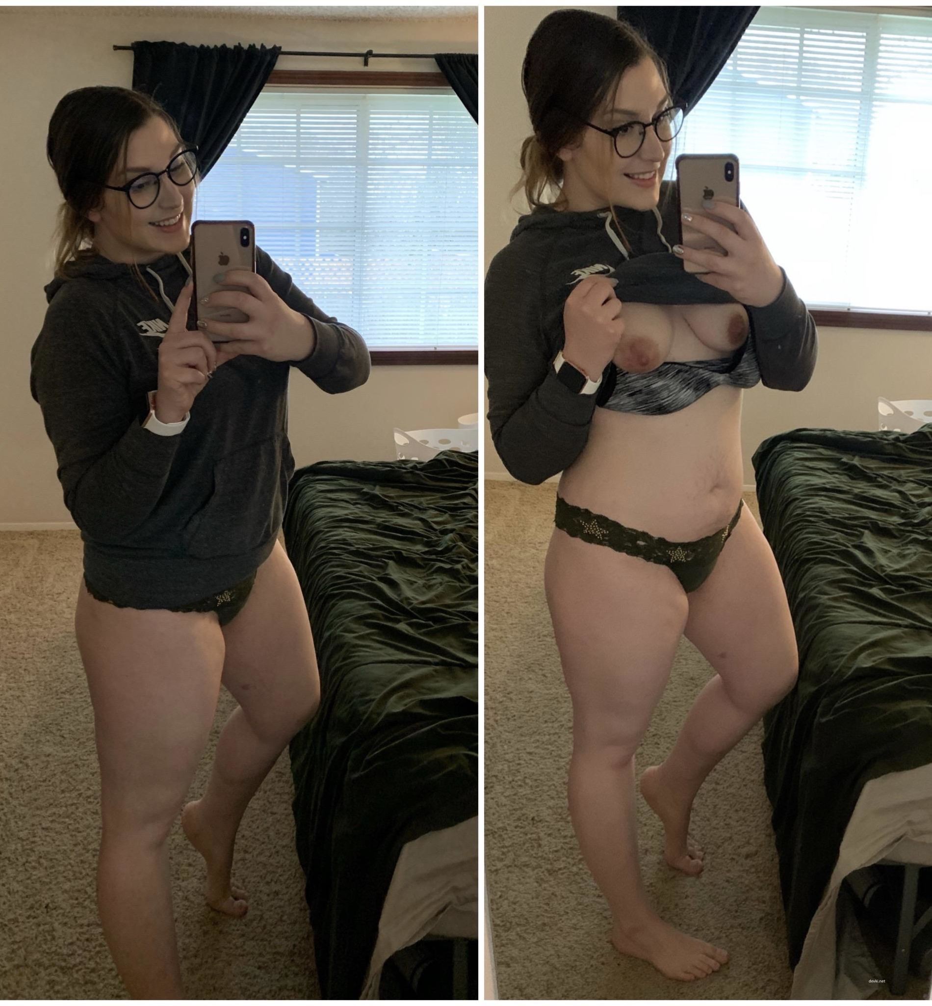 Hot Naked Girl in Glasses: Explicit Amateur Nude Photo