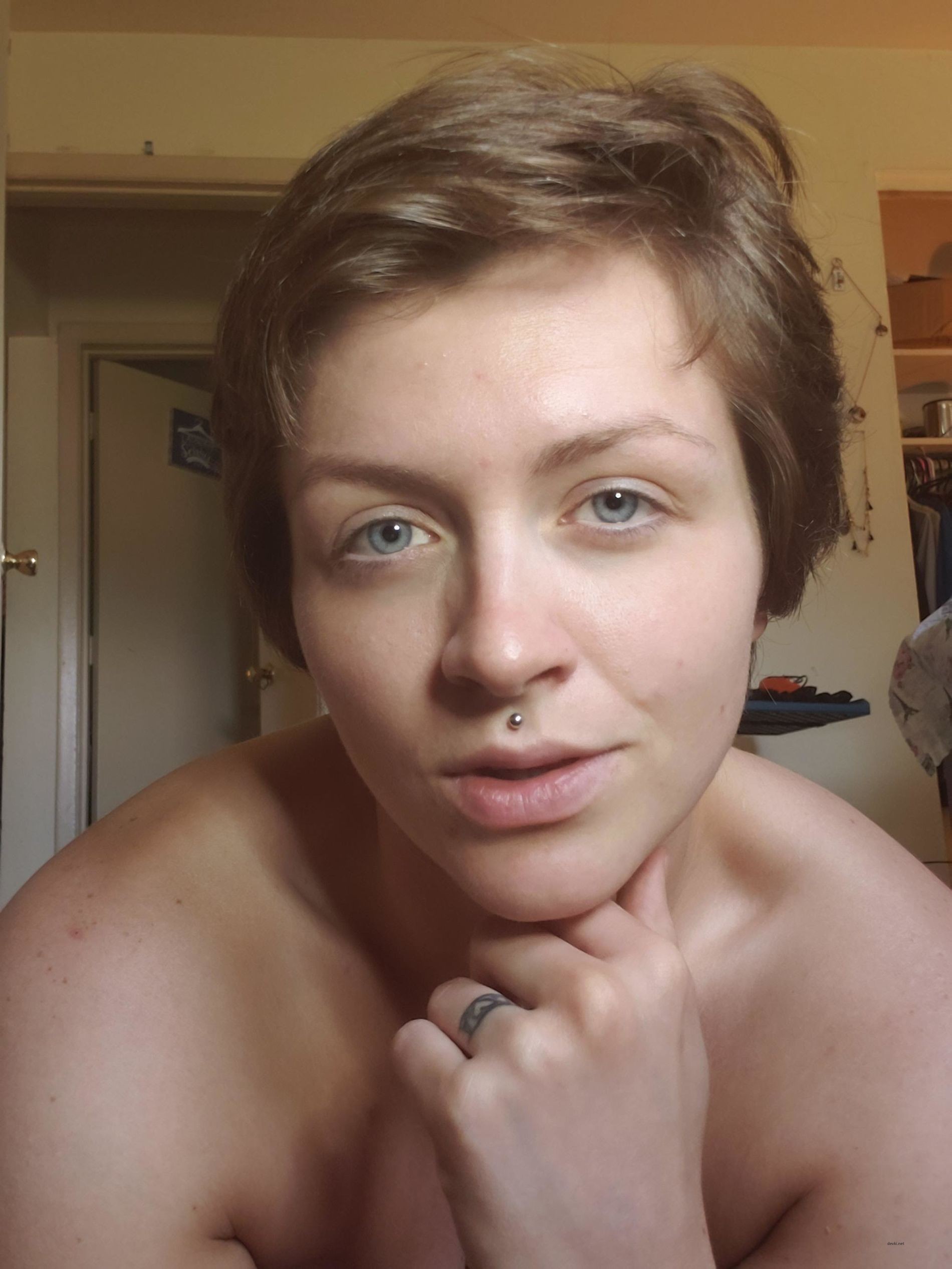 Nude Woman with Piercings Poses Explicitly - Amateur Nude Photo