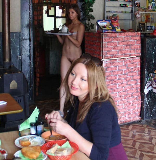 Sexy Waitress in Roadside Cafe: Amateur Photo with Explicit Content