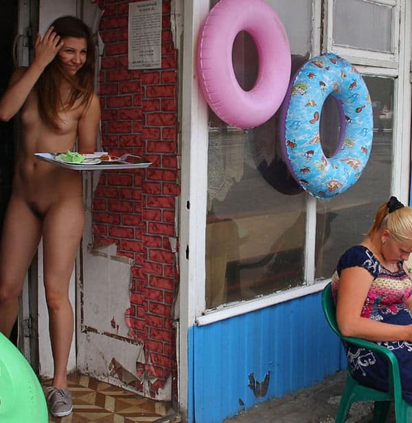 Sexy Waitress in Roadside Cafe: Amateur Photo with Explicit Content