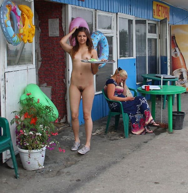 Sexy Waitress in Roadside Cafe: Amateur Photo with Explicit Content
