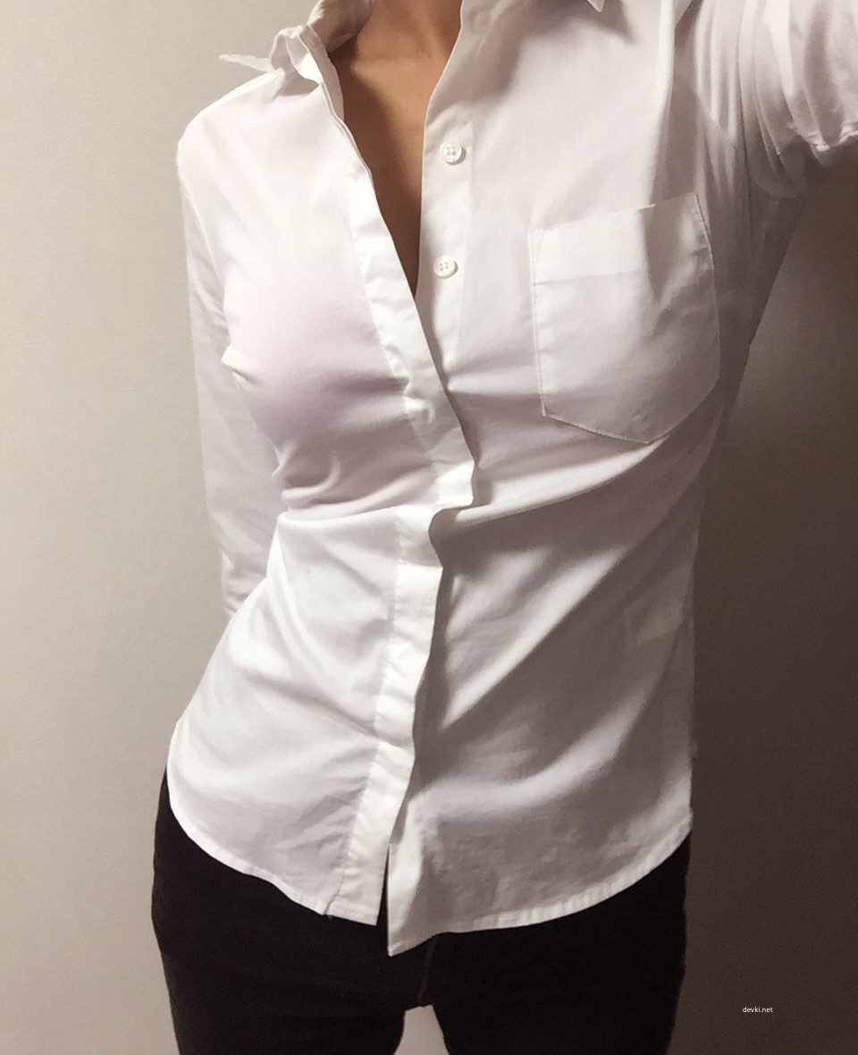 Amateur Photo: Red Lingerie and White Shirt - Explicit and Provocative