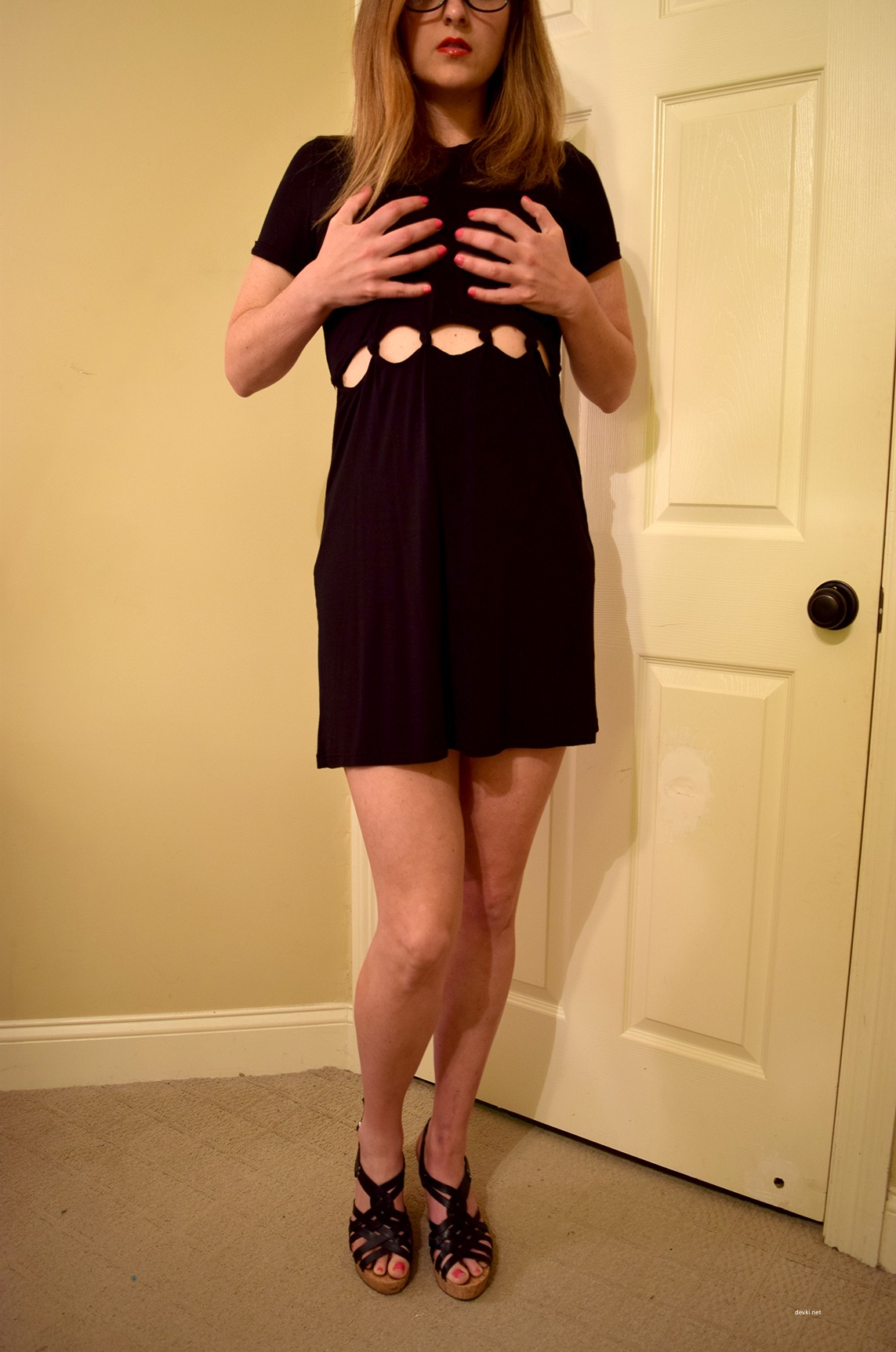 Sexy Amateur Poses in Short Black Dress - Hot Photo Shoot