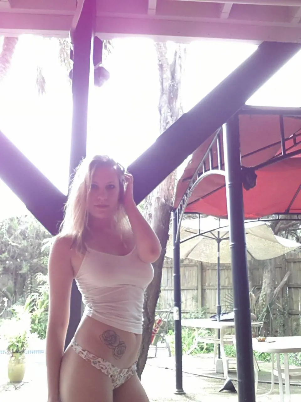 Sexy Blonde Smiling Naked in Front of Camera - Amateur Explicit Photo