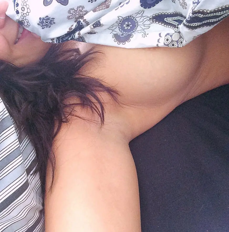 Sensual Amateur Naked Girl with Beautiful Perky Breasts and Sexy Body in Home Photos