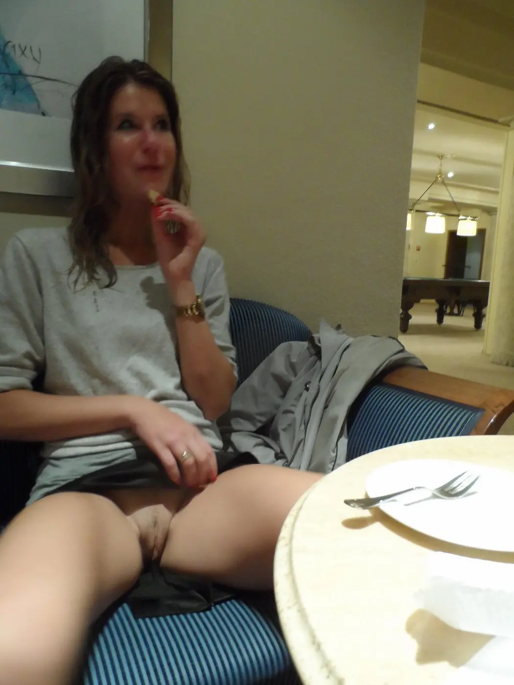 Babe flaunts naked pussy in public places - Explicit amateur photos