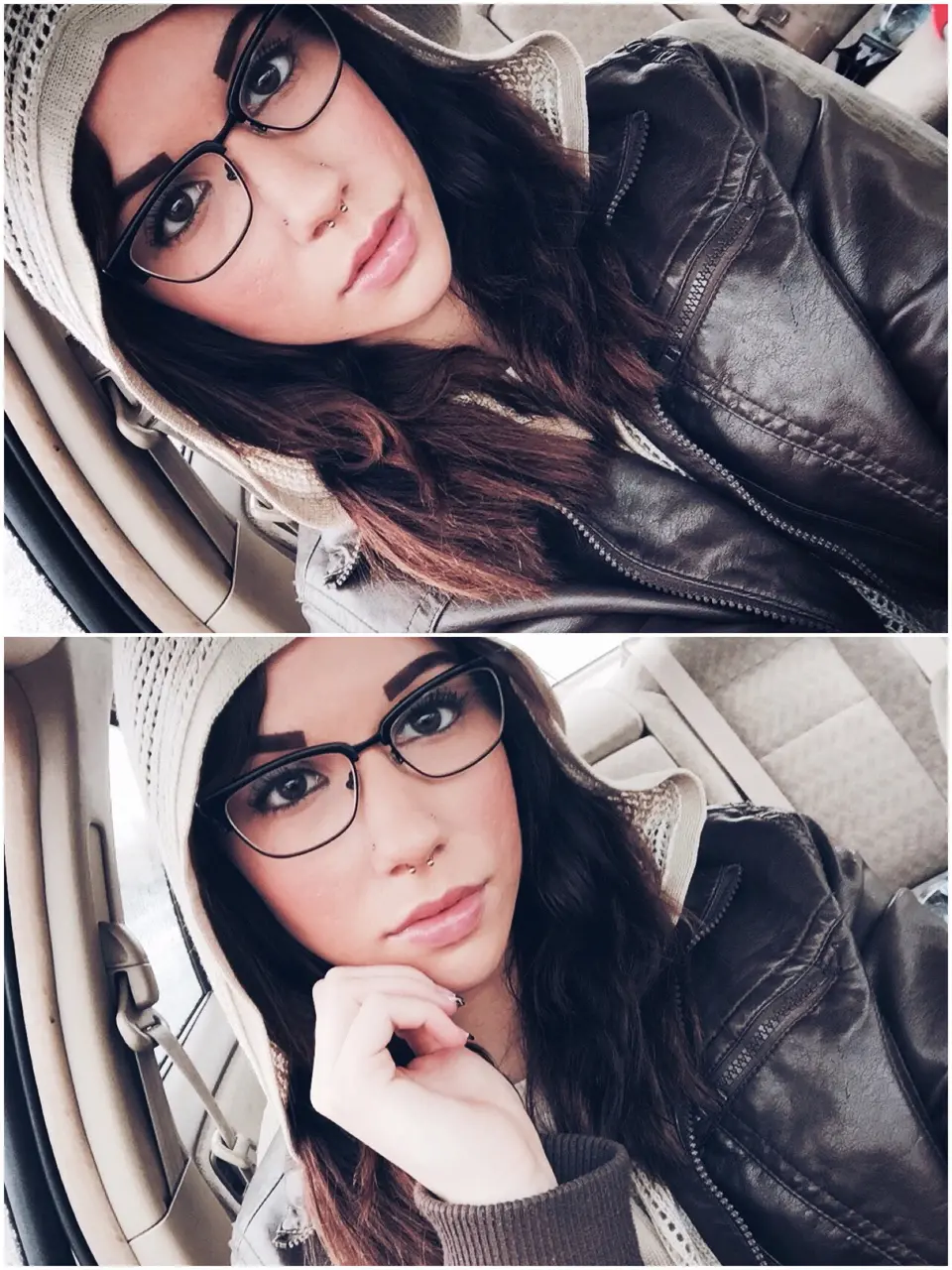 Seductive Girl in Glasses Tempts with Smile - Amateur Explicit Photo