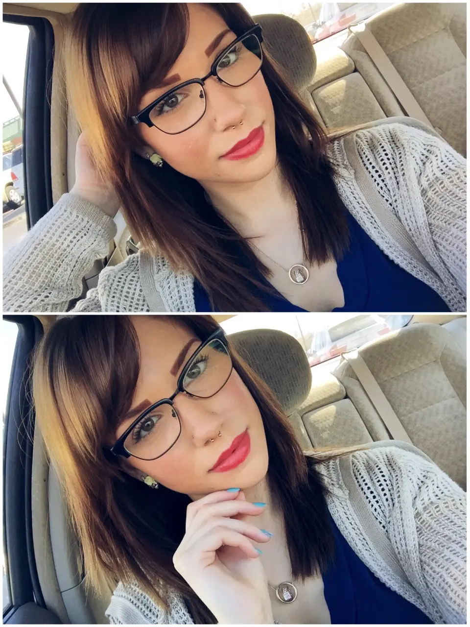 Seductive Girl in Glasses Tempts with Smile - Amateur Explicit Photo